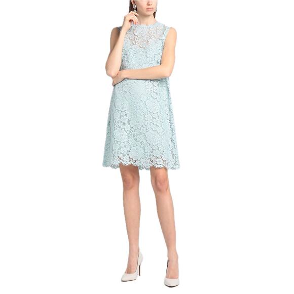 NWT DOLCE & GABBANA Mint Corded Lace Sleeveless Mini Dress 44 L - Picture 2 of 10